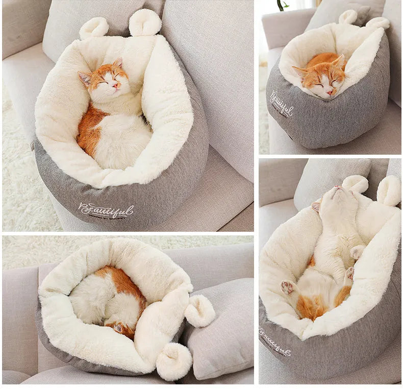 Grey cotton pet dog bed warming sleeping bag cushion with size S or M option for small to medium dogs