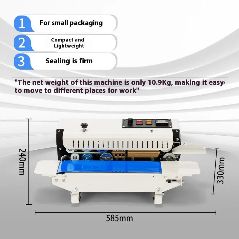 Mini portable manual sealing machine with date print function and steel construction