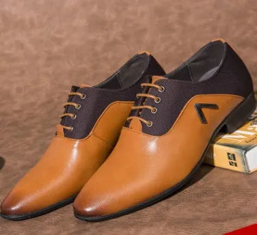 Men's black business casual oxford shoes with artificial leather upper and rubber sole