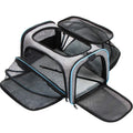 600D cation fabric cat carrier bag in grey blue edge colour with medium soft hardness construction