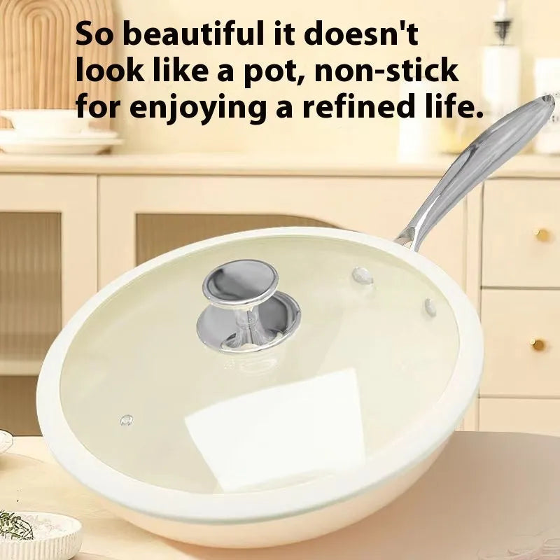 28cm ceramic non-stick stir fry pan with glass lid