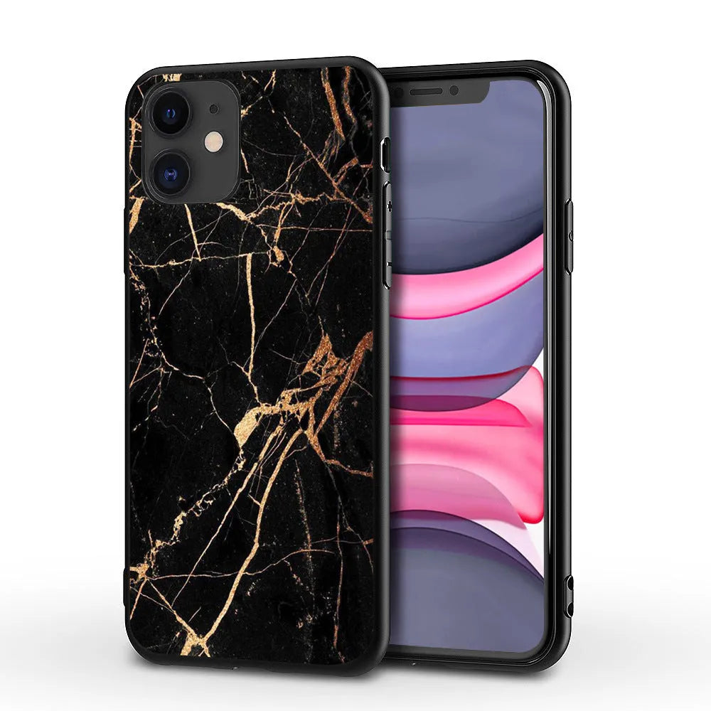 Marble pattern protective case for iPhone on a table