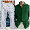 Men's green washed cotton casual shirt with cardigan-style closure in regular fit