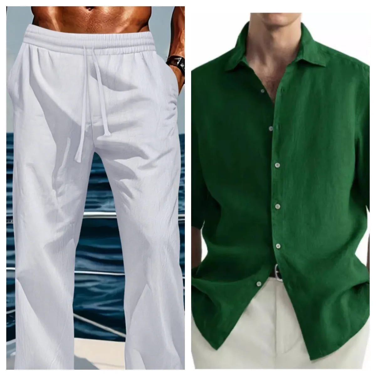 Men's green washed cotton casual shirt with cardigan-style closure in regular fit