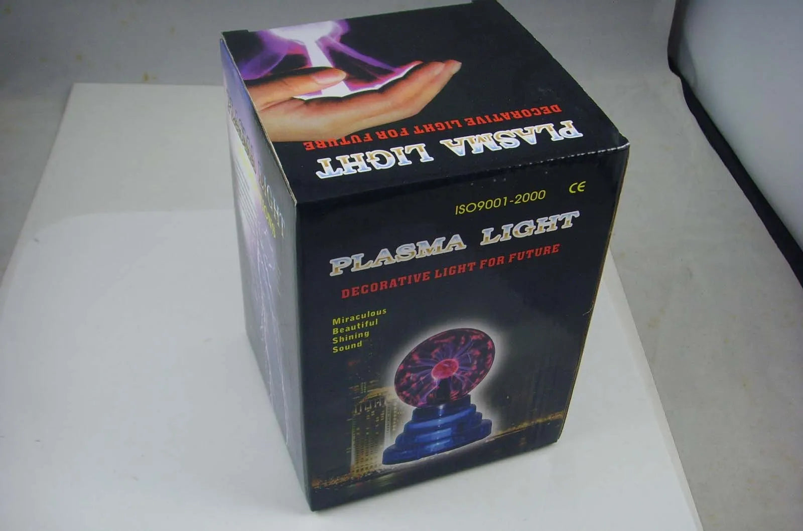 Colourful LED magic ball light with 7.62cm glass sphere on ABS base, USB powered