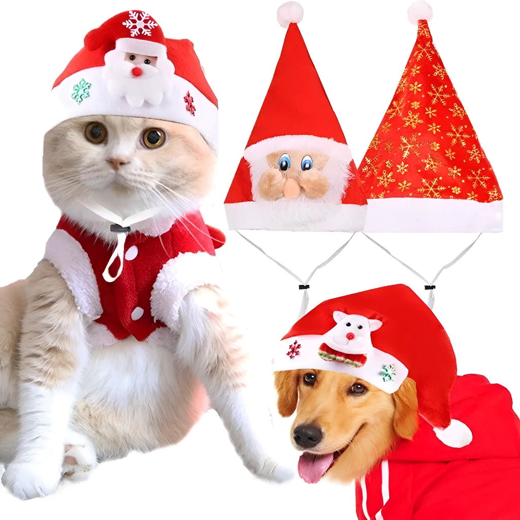 Polyester solid colour Christmas hat for dogs cats and puppies in size M with elderly colour option