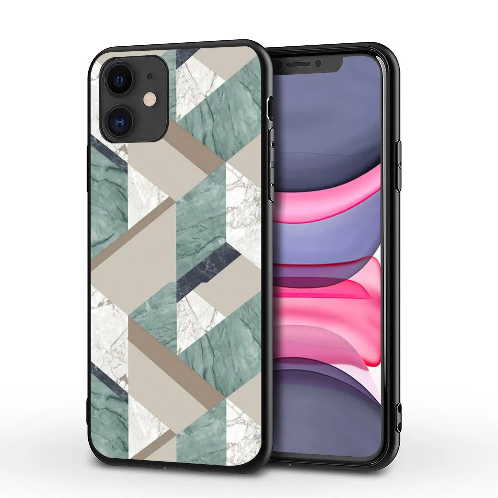 Marble pattern protective case for iPhone on a table