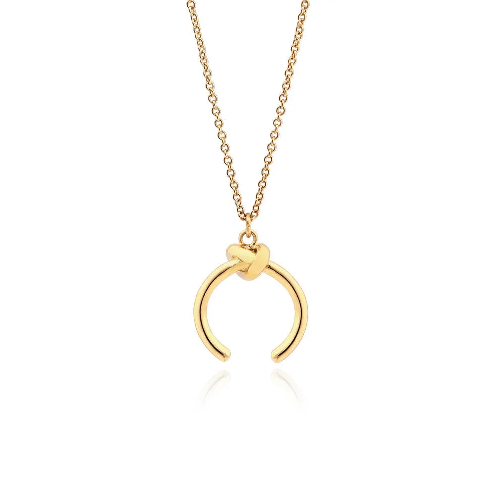 Vintage geometric copper pendant necklace with adjustable cross chain in gold electroplated finish