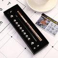Magnetic polar pen with modular rings, steel balls, and capacitive tip in silver iron box packaging