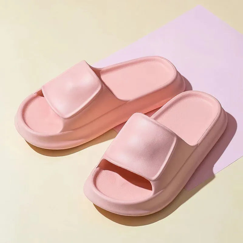 Soft EVA flip-flop slippers with thick non-slip sole in multiple colours on a white background.