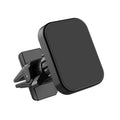 Black magnetic car phone holder mounted on vehicle air vent with anti-slip baffle plate
