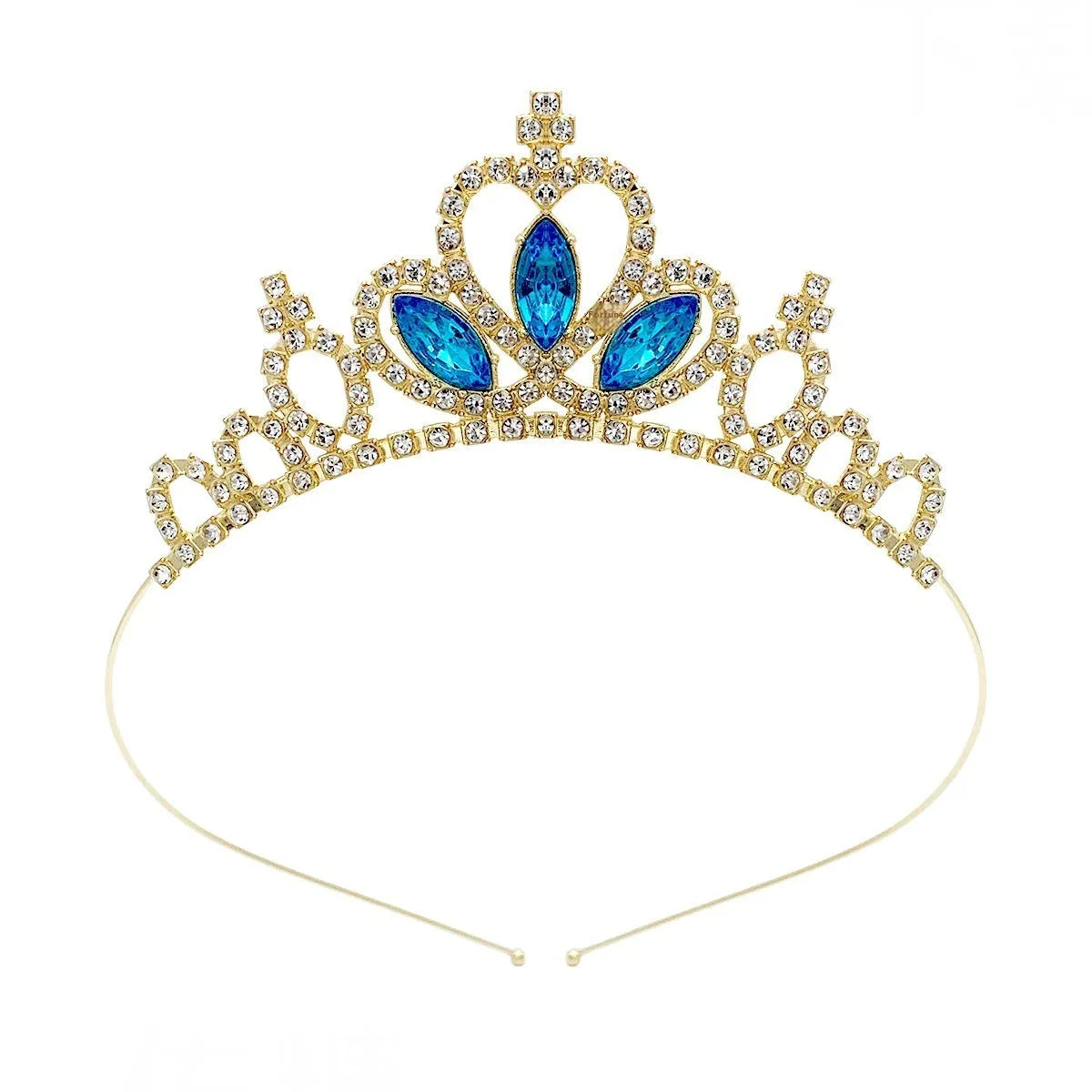 Gold and silver alloy princess crown headdress with coloured gemstones for girls birthday parties
