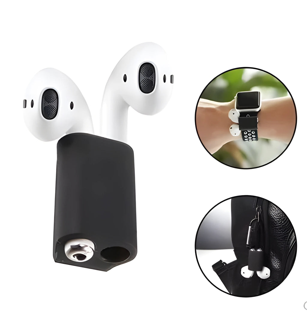 Silicone Anti-Lost Holder Strap Compatible with Apple AirPods for Watch Band in Black White Blue Pink, 2.5x1.8x1.4cm Soft Silicone Protector Case for Gym Running Cycling