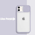 Frosted frame silicone phone case for iPhone in various colours including blue, pink, and black.