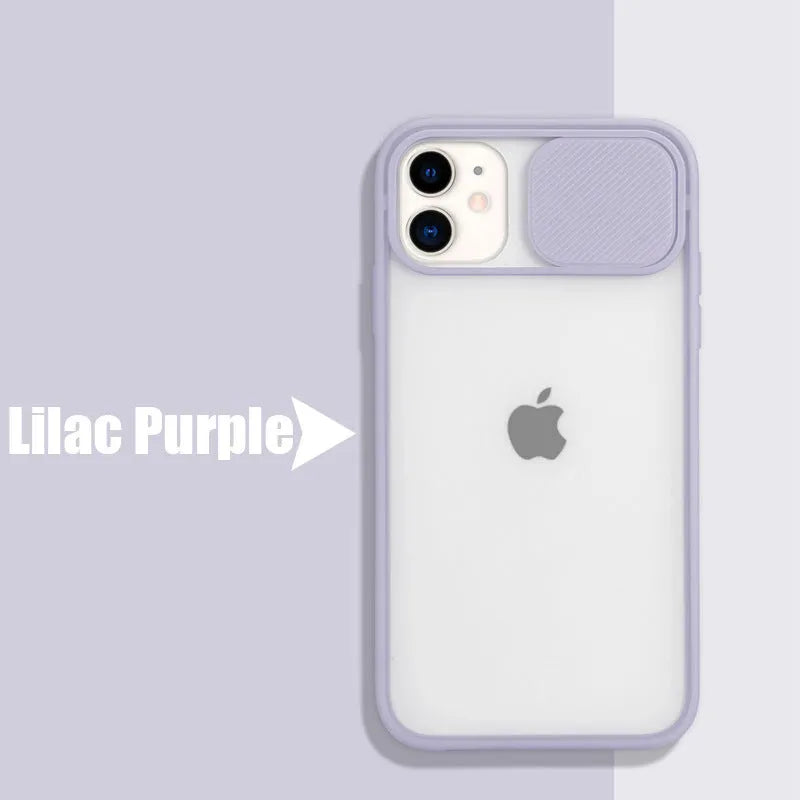 Frosted frame silicone phone case for iPhone in various colours including blue, pink, and black.