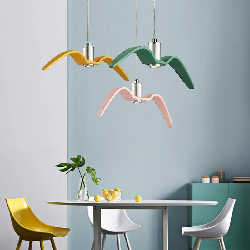 Nordic postmodern LED chandelier ceiling light with macaron colour options for restaurants and homes