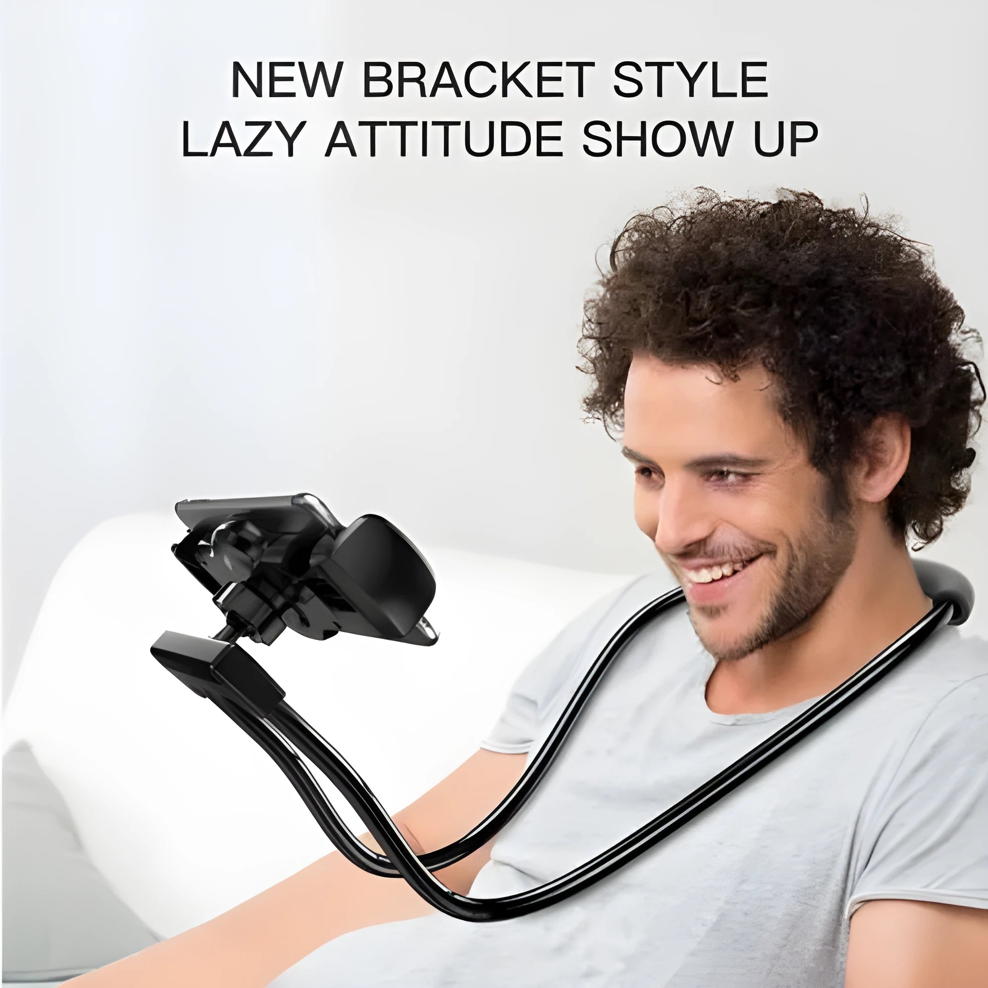 Baseus flexible mobile phone holder showing 360 degree rotation and shockproof bubble support for 4-10 inch devices