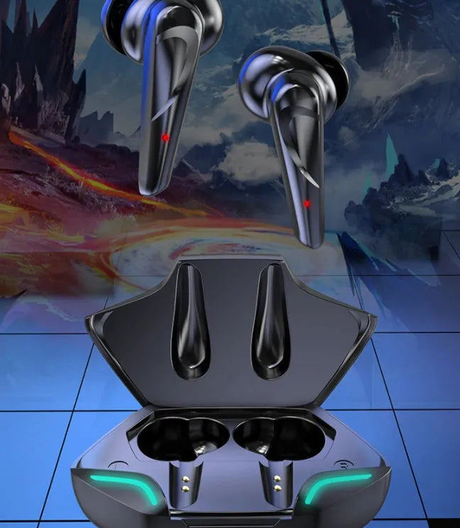 KS08 wireless TWS gaming earbuds in black with low-latency Bluetooth 5.0
