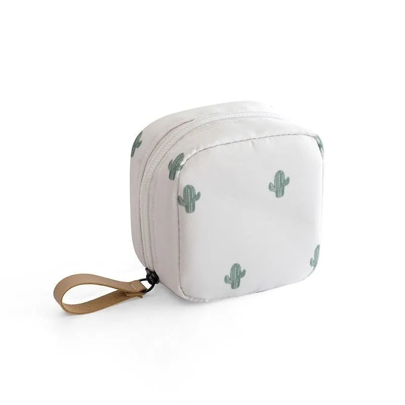 Cloth cube-shaped makeup storage bag in plain design available in multiple colours