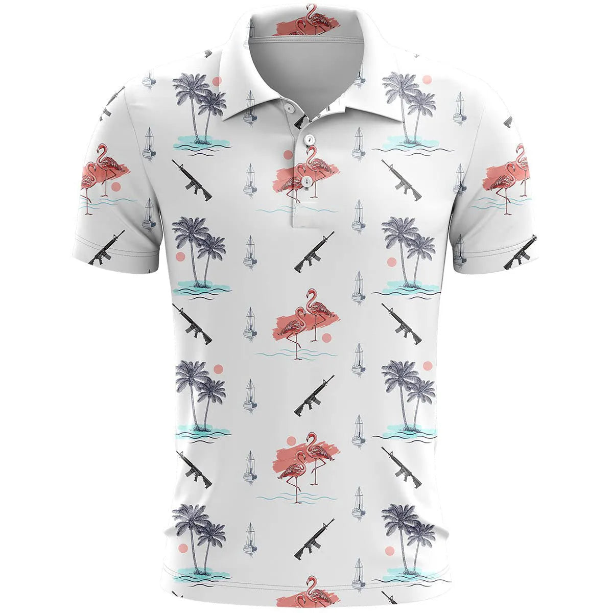 Man wearing a loose-fit 3D printed short sleeve sports top in bird eye polyester fabric, available in multiple colours.