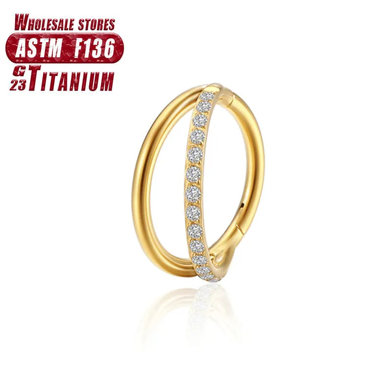 Titanium alloy nose ring body jewellery showing colour options and size variations