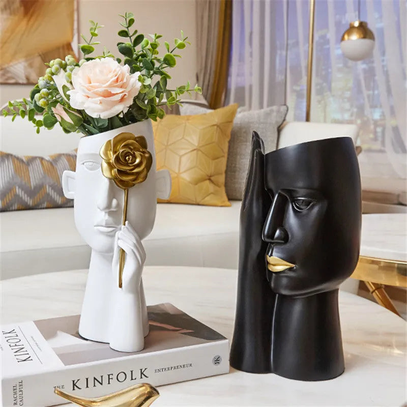 White resin hanging vase ornament 13cm length 27cm height simple modern home decor