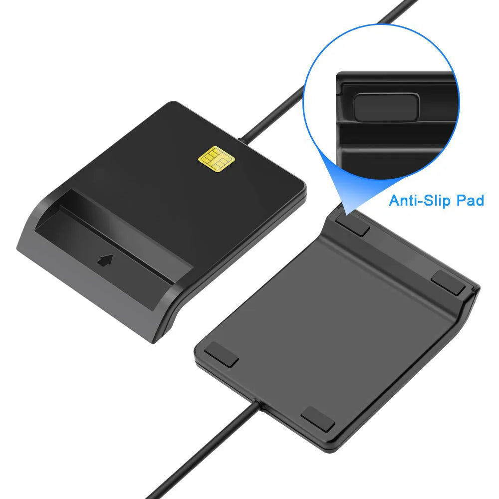 DM-HC65 USB Smart Card Reader in black ABS casing with card slot