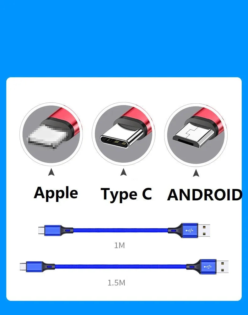 2 metre USB Type-C phone charging cable in multiple colour options
