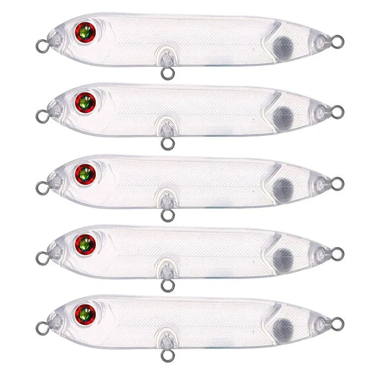 9.5cm transparent blank fishing bait body with 7mm fish eye hole for DIY soft plastic lure making