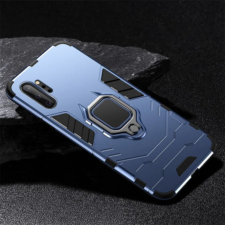 Iron Man magnetic back case for Samsung Galaxy phone in black, blue, or red.