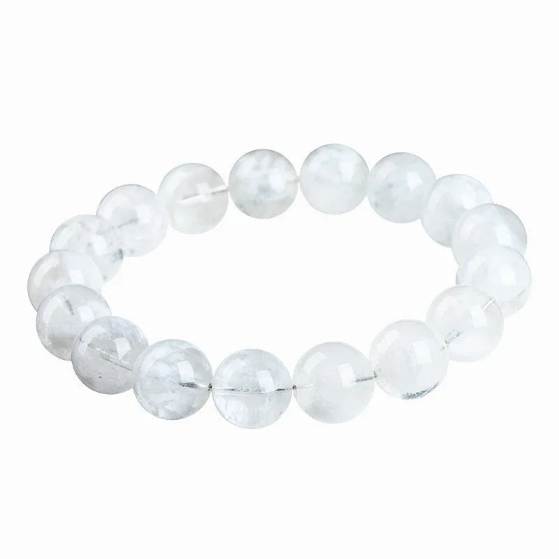 Women's crystal bracelet with round blizzard snowflake beads and geometric Ruyi Xiangyun design.