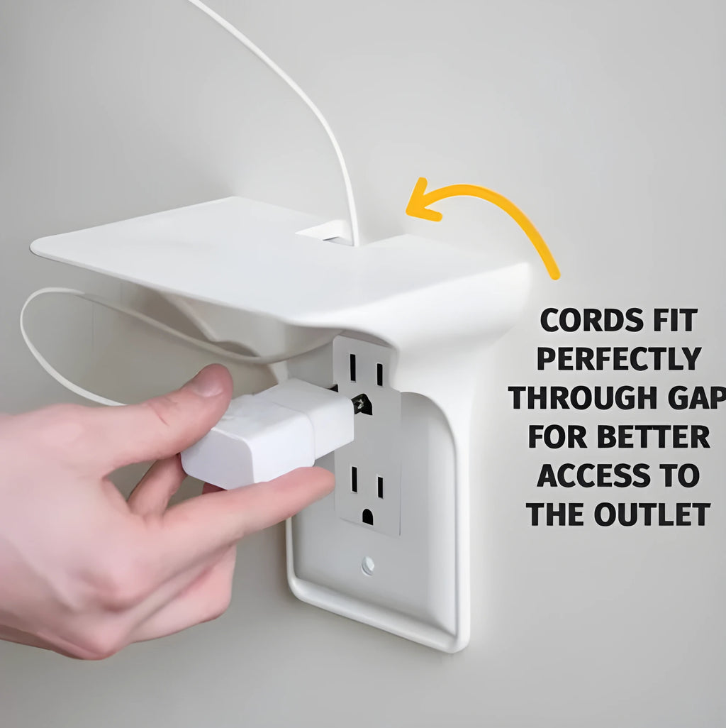 White PP plastic socket rack measuring 14x10x15cm designed for holding power strips and cables