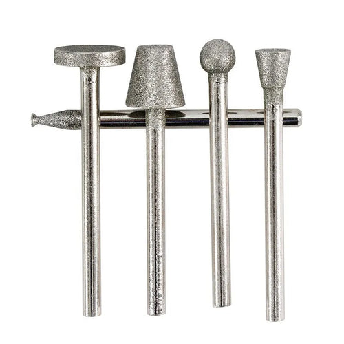 Alloy grinding head set showing elliptical cone shape with 3mm diameter for glass, jade and stone carving