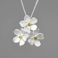 Myosotis Sylvatica sterling silver floral pendant with pastoral design in gold or silver electroplated finishes