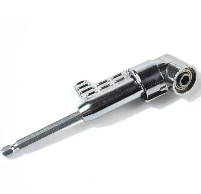 Silver chrome vanadium steel flexible shaft screwdriver bits with 105-degree angled heads for tight spaces.