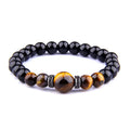 Natural stone tiger eye beads bracelet for men unisex with invisible clasp