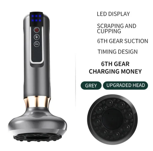 Green electric vacuum cupping massager with USB charger and essential oil head