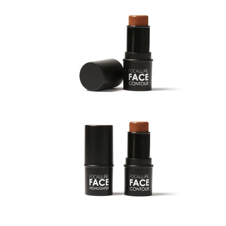 Four shade options of a cream stick face contour highlighter on a white background.