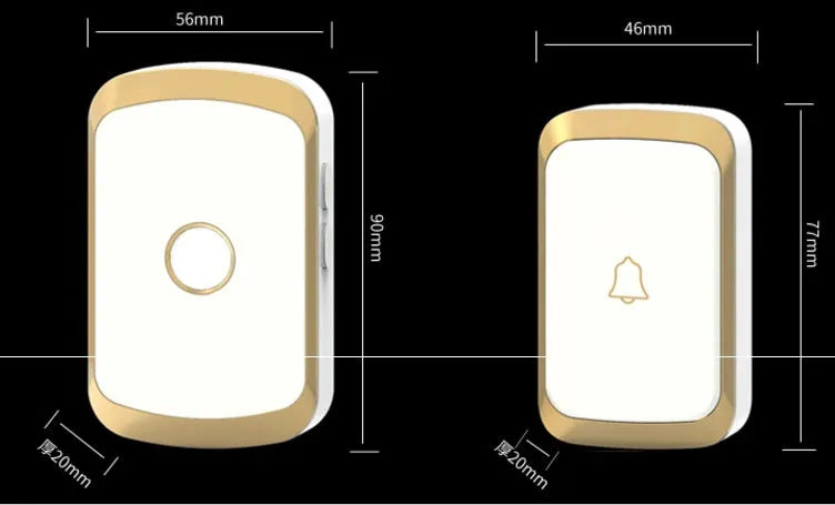 Wireless doorbell kit with plug-in receiver and battery-powered push button transmitter in black finish.