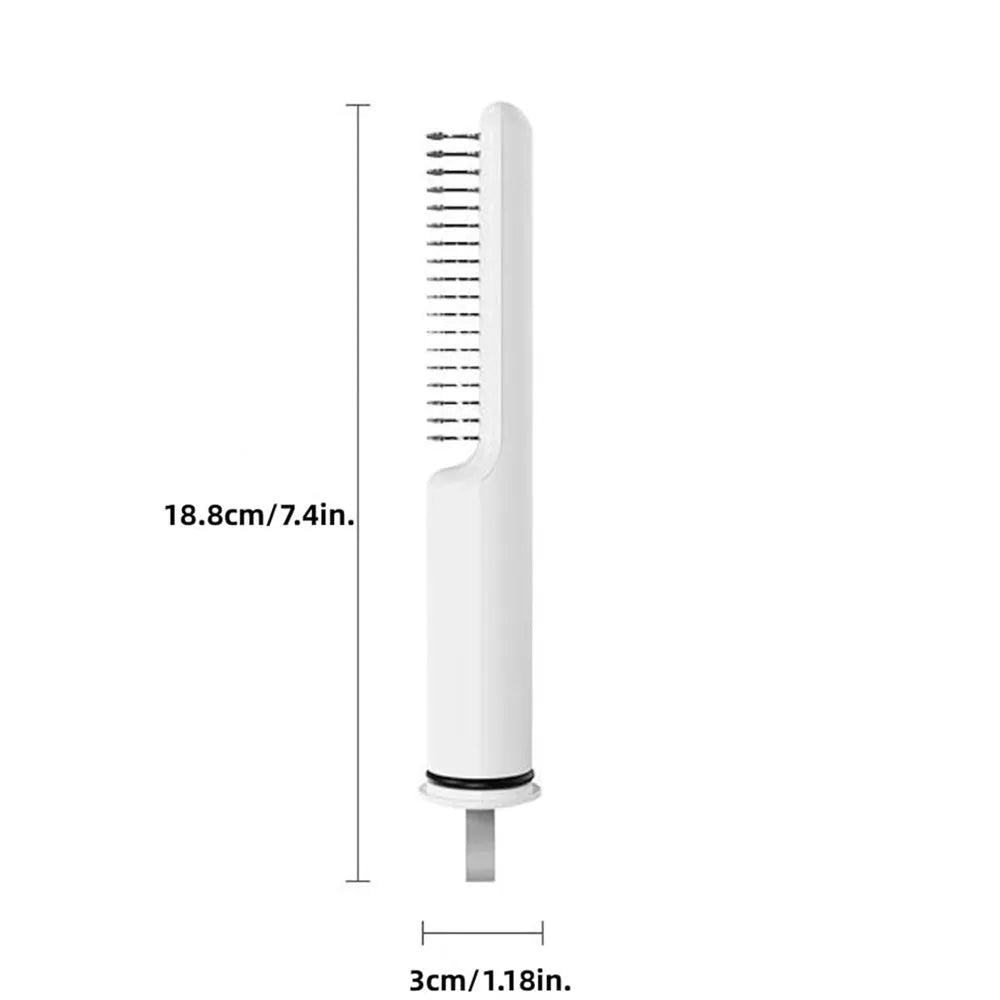 Stainless steel dog dematting comb with ergonomic handle on a white background