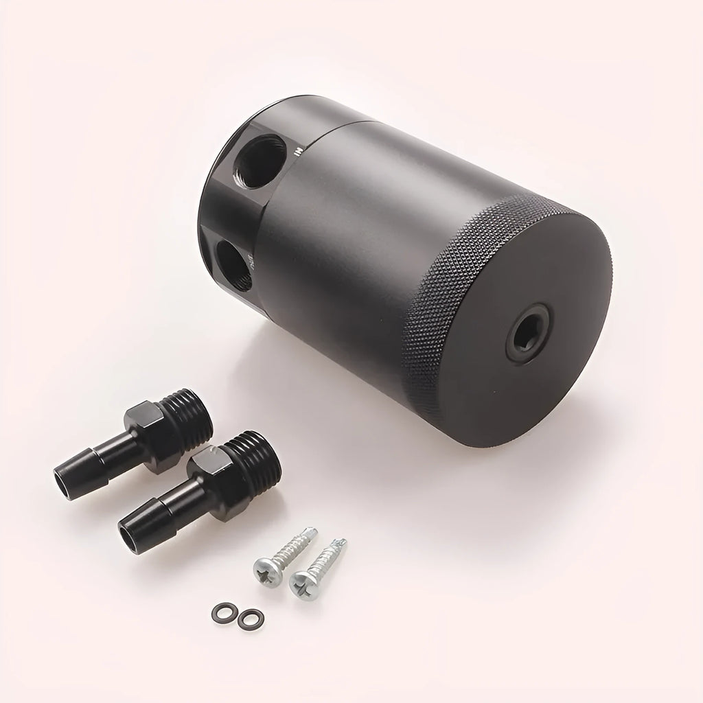 Aluminium automotive oil pot with two-hole design in black or silver colour
