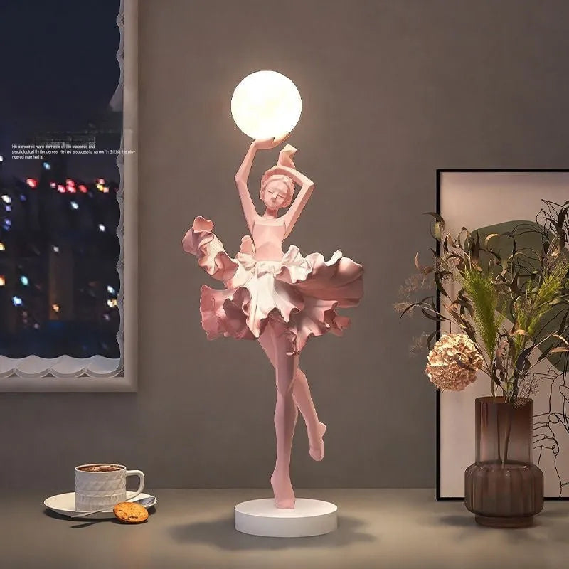 Art Girl Atmosphere small USB night lamp in black gold, white, pink, or light blue resin finish.