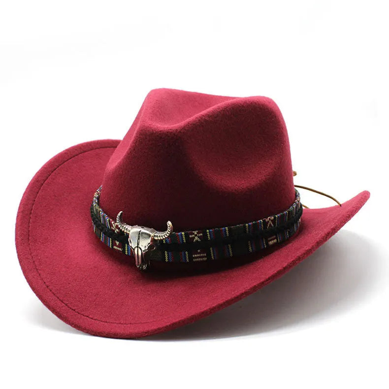 Wool blend Western cowboy hat with wide brim and bell crown in multiple colour options.
