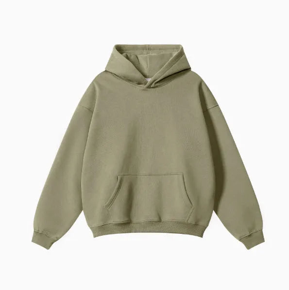 Heavyweight terry cotton men's loose fit pullover hoodie in various colours.