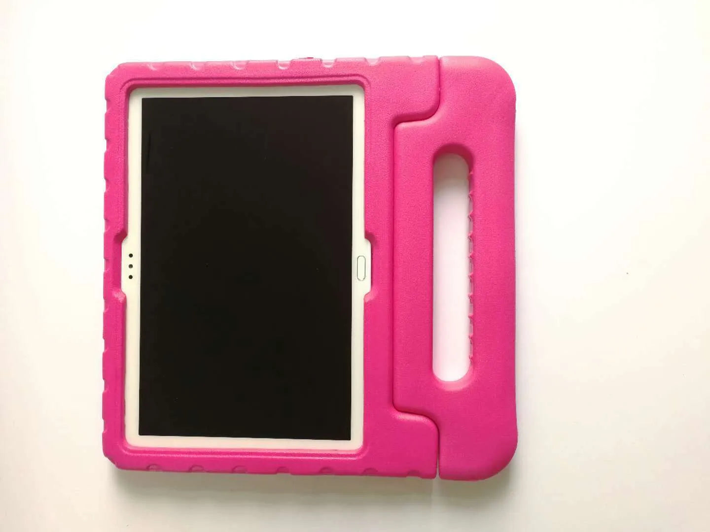 Huawei Enjoy 10.1-inch tablet inside a black EVA foam protective case showing front and back views.