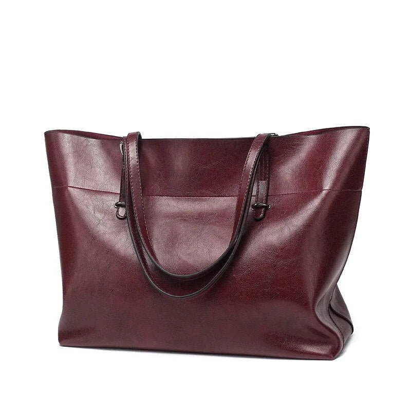Casual wax cowhide leather cross-body handbag in multiple colours with two compartments