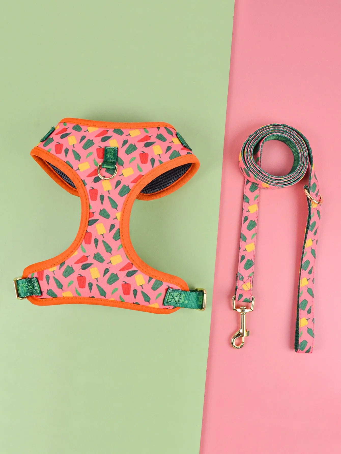 Polyester dog harness in blue ice cream colour pattern for medium large dogs