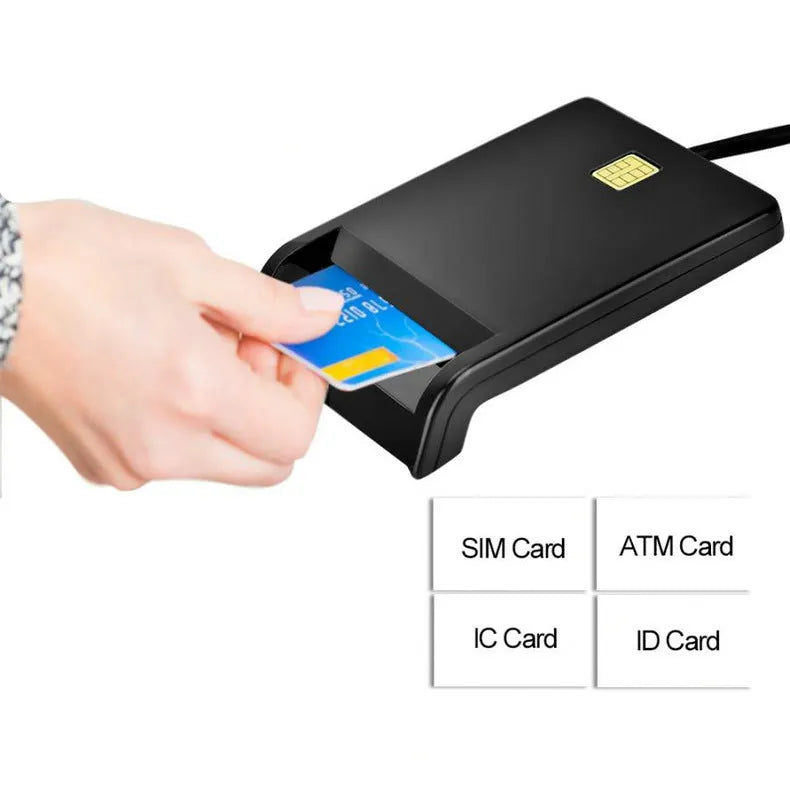 DM-HC65 USB Smart Card Reader in black ABS casing with card slot