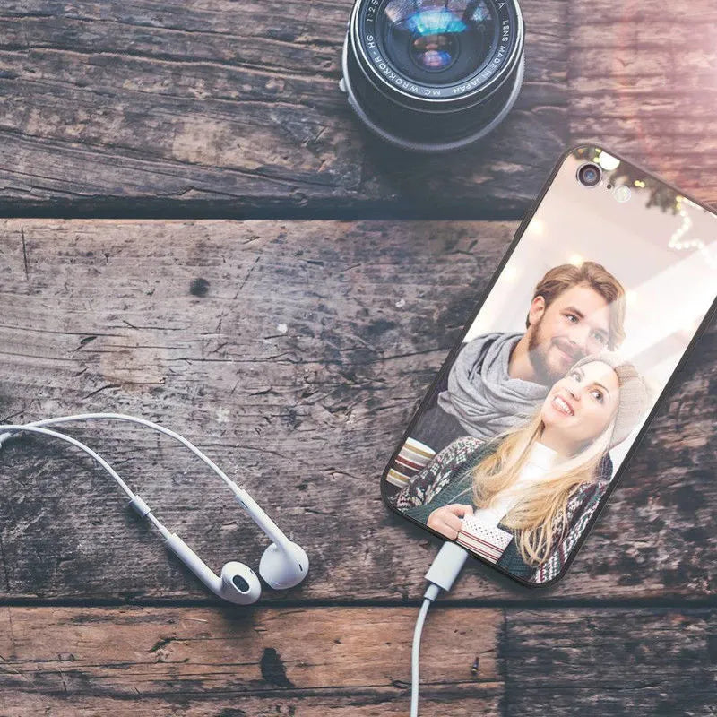 Patterned compatible iPhone case with raised bumper edge and precision cut outs for camera and ports