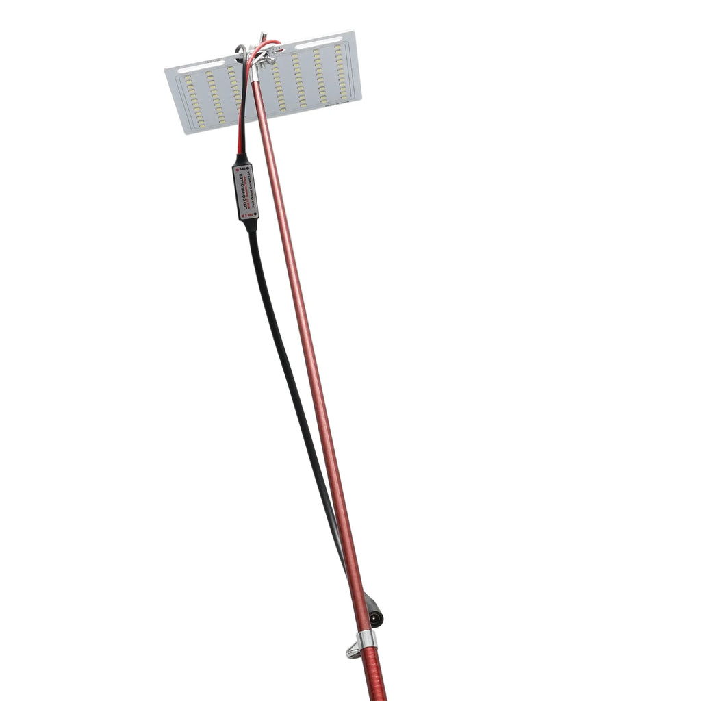 White LED fishing rod light with telescopic pole and remote control for outdoor night fishing and camping